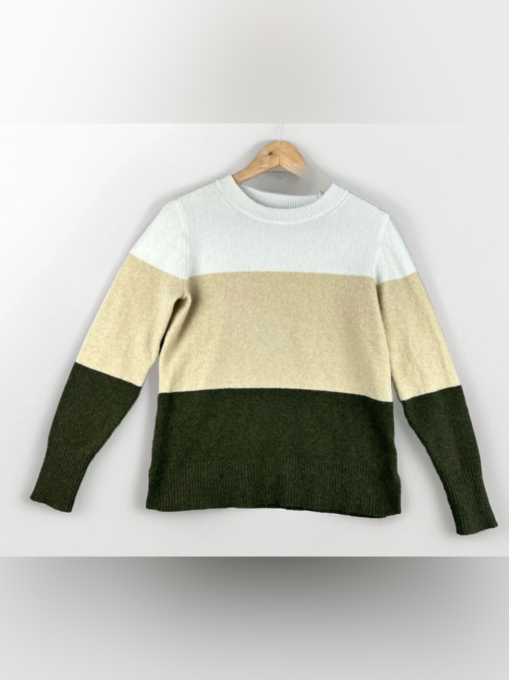 J. Crew Sweater Women's Size Small Colorblock Striped  Wool Blend Preppy Striped